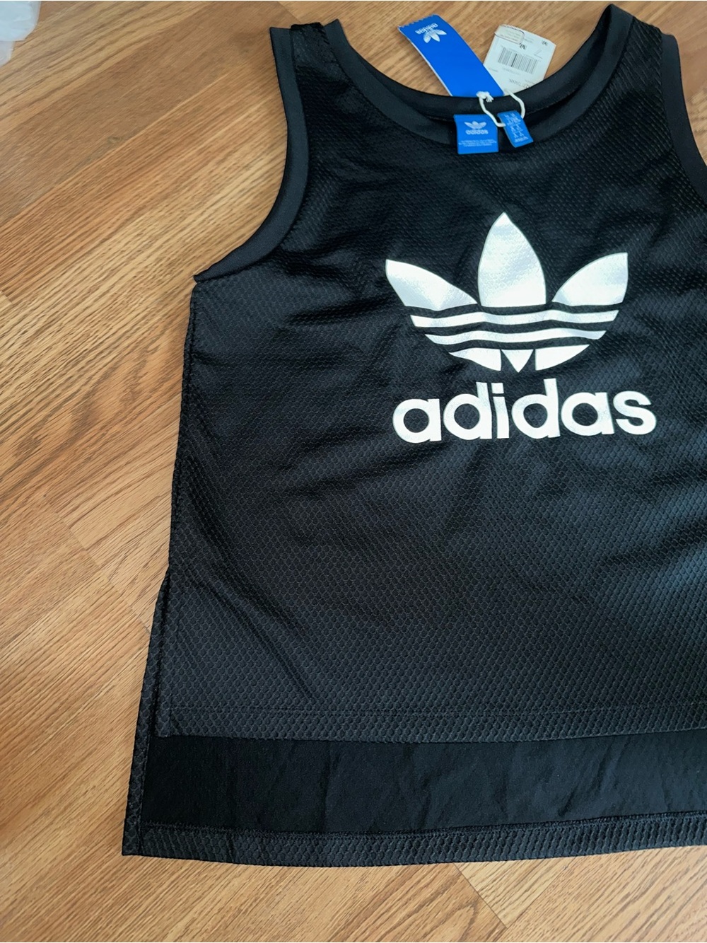 adidas Black Tank Top with White Trefoil Logo